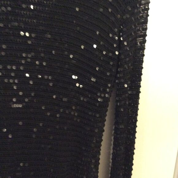 Inc International black sequined cardigan Medium M womens snap up - Picture 6 of 8